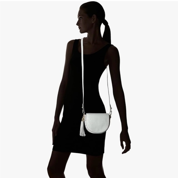 MILLY NEW Leather Astor Small Crossbody Bag in Light Blue/Gray - Picture 3 of 8